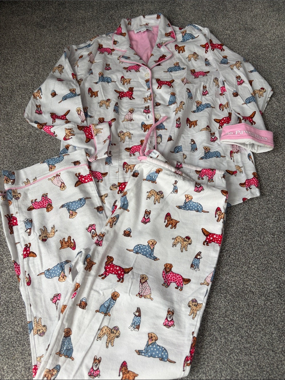Karen Neuburger pajama set featuring dogs in pajamas